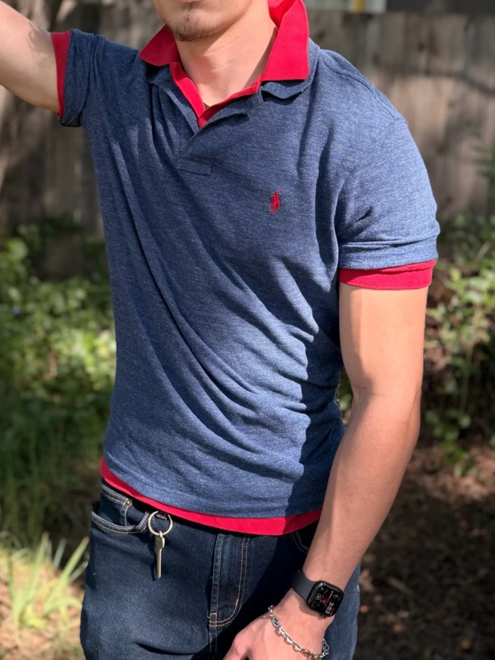 Ralph Lauren Navy Heather Polo SHIRT RED PONY LOGO EMBROIDERED MEN TENNIS RUGBY - Picture 5 of 16